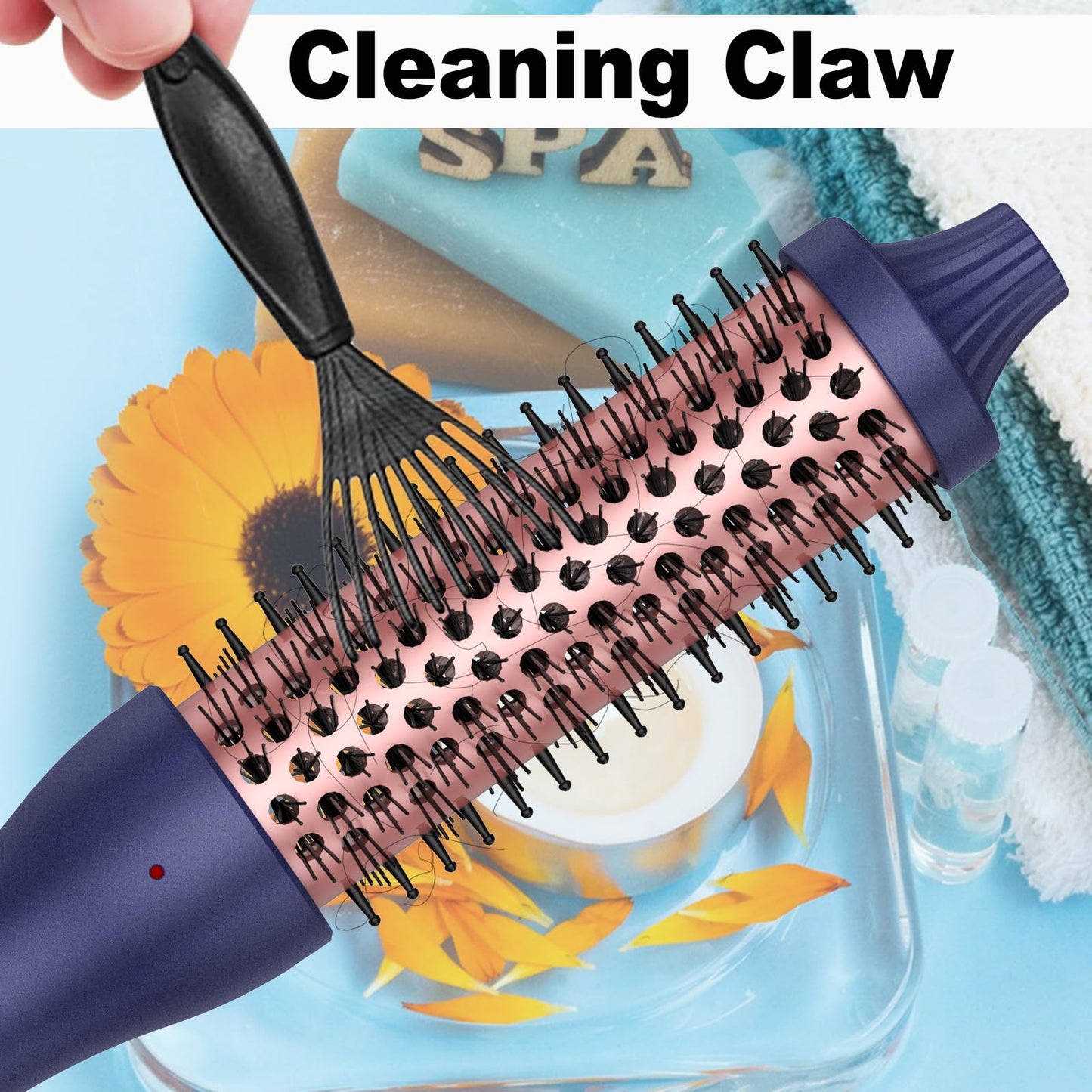 1.5 Inch Thermal Brush, Hot Round Brush for Straightening, Curling & Detangling, Heated Curling Brush, Fast Heating, 9 Temper Setting, Perfect for Travel & All Hair Types (Blue)