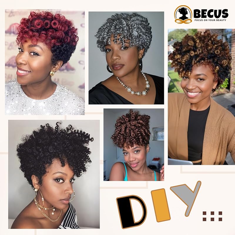 BECUS 20 Inch Jamaican Curly Crochet Hair Bundles, 3 Packs, Black Brown 1B/30 – 60 Roots