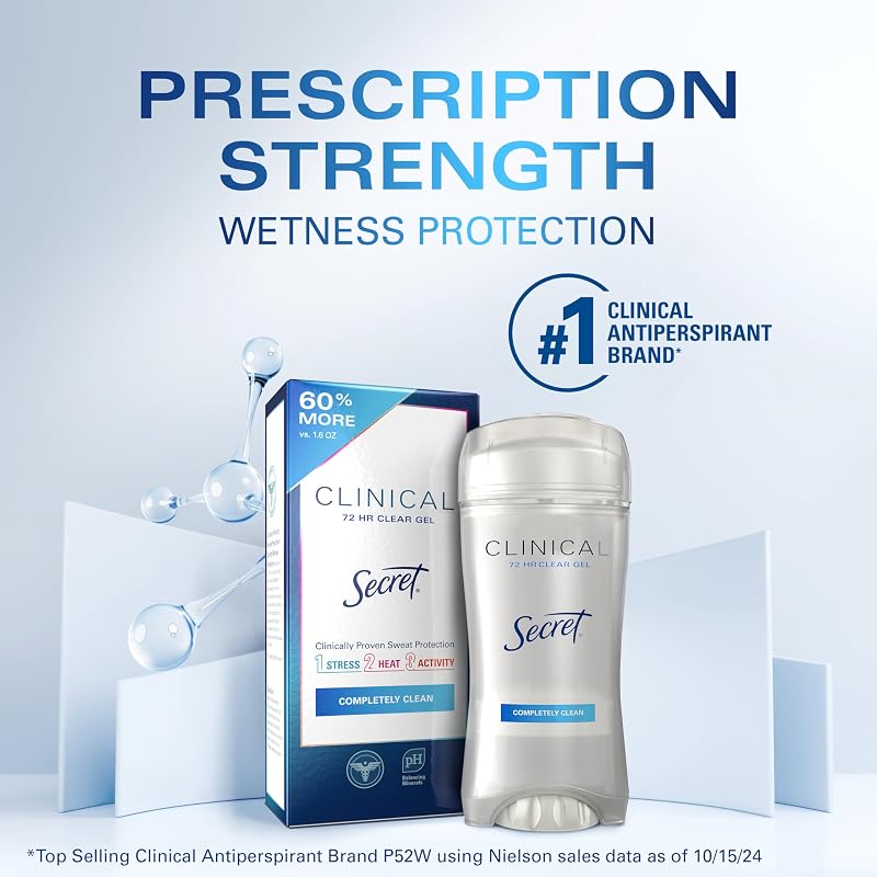 Secret Clinical Strength Antiperspirant Deodorant Bundle - Clear Gel + Dry Spray for Women, 2.6 oz & 3.8 oz