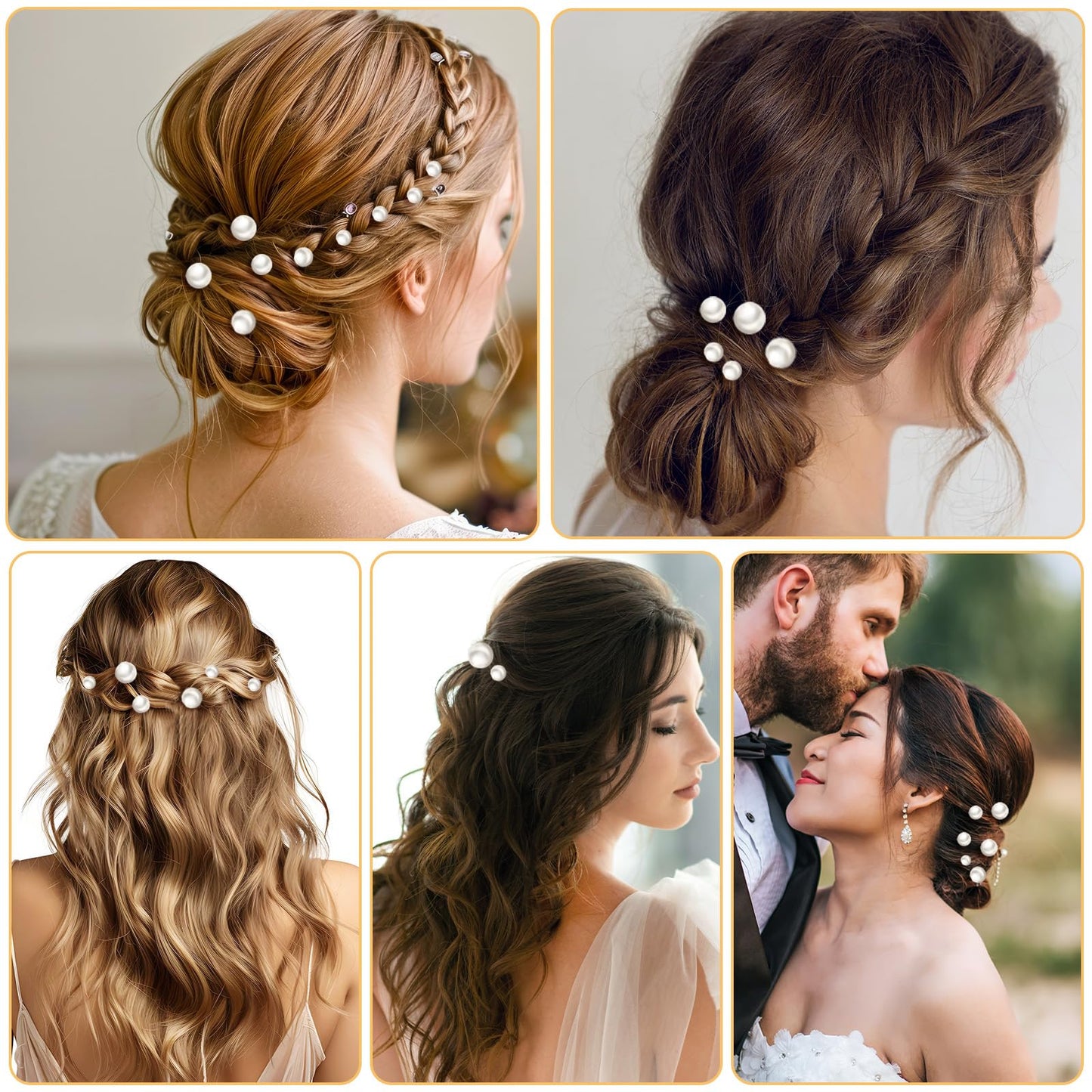 YUXIANLB 40 PCS Pearl Hair Pins Wedding Pearl Hairpins U Pearls Shaped Hair Accessories Bridal Bobby Pins White Pearls Bobby Clip Gold Vintage Headpiece Jewelry for Brides Bridesmaids Women Hairstyles