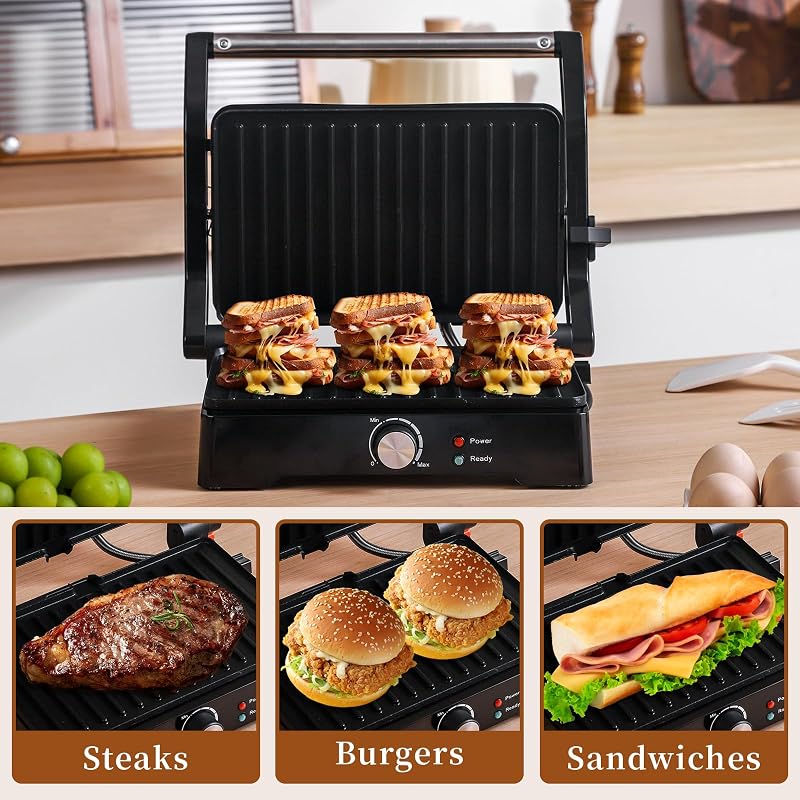 Variation of THIS listing Large Panini Press Grill 3 in 1 Open 180° 2-3 Sandwiches UVFAST