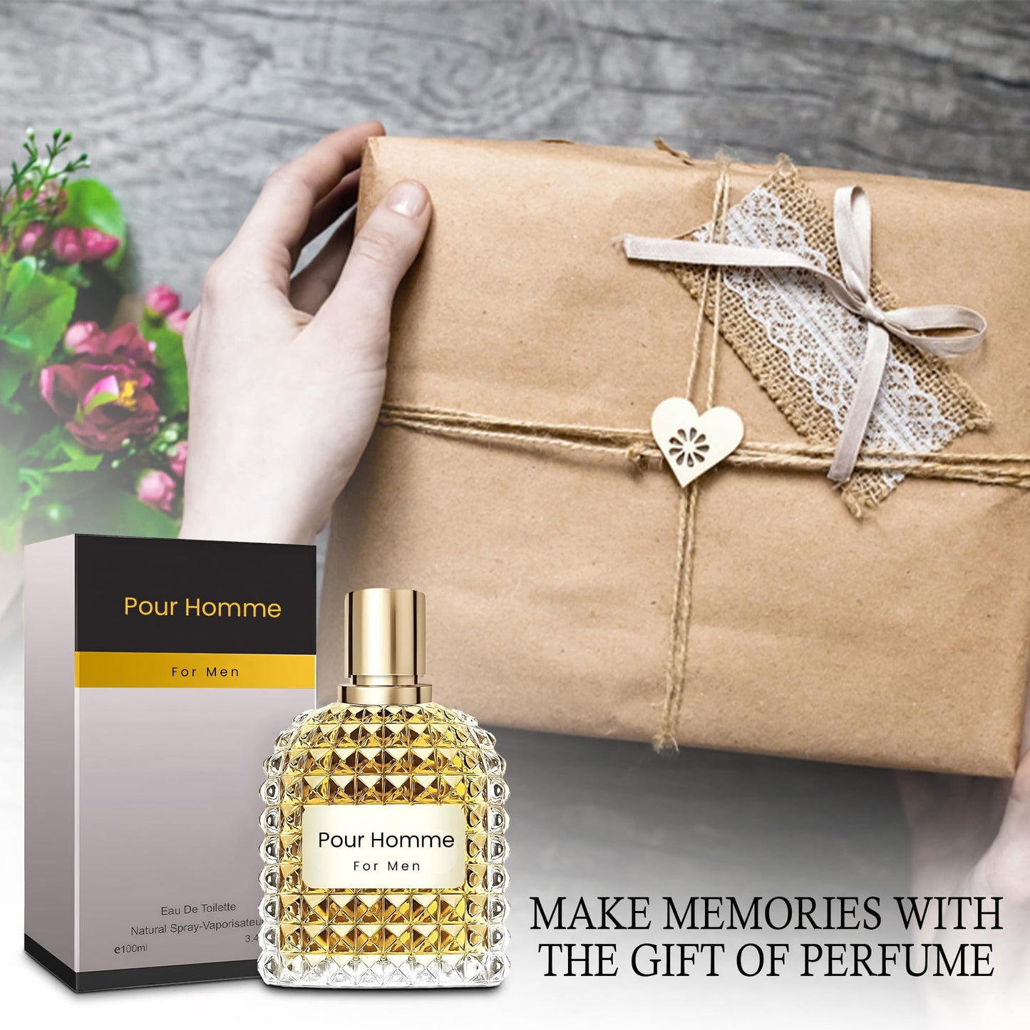 A CENTER Men's Cologne Gift Set Include Valentine Milano,Valentine,Choco Musk & Invincible - 3.4 Fl Oz Each | Vanilla Bourbon, Leather & Amber Floral Fragrance | Luxury Eau de Toilette Quartet