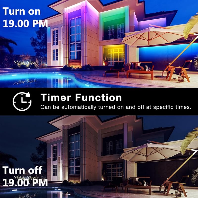 Outdoor LED Strip Lights 200ft IP67 Waterproof with App Control & Music Sync (DAYBETTER) - RGB Color Changing