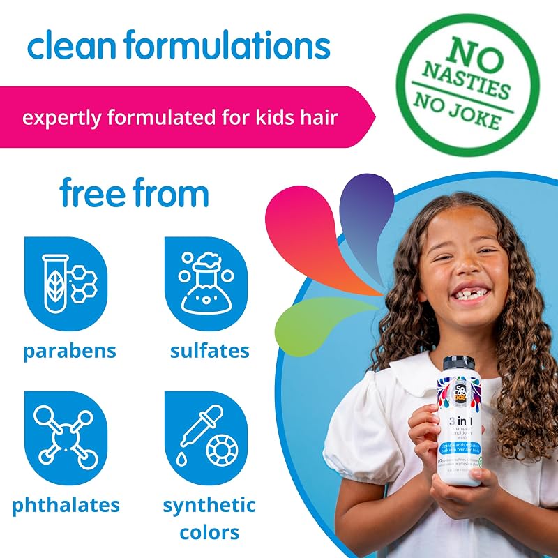 SoCozy 3-in-1 Kids Shampoo, Conditioner & Body Wash - 16 Fl Oz Pack of 2