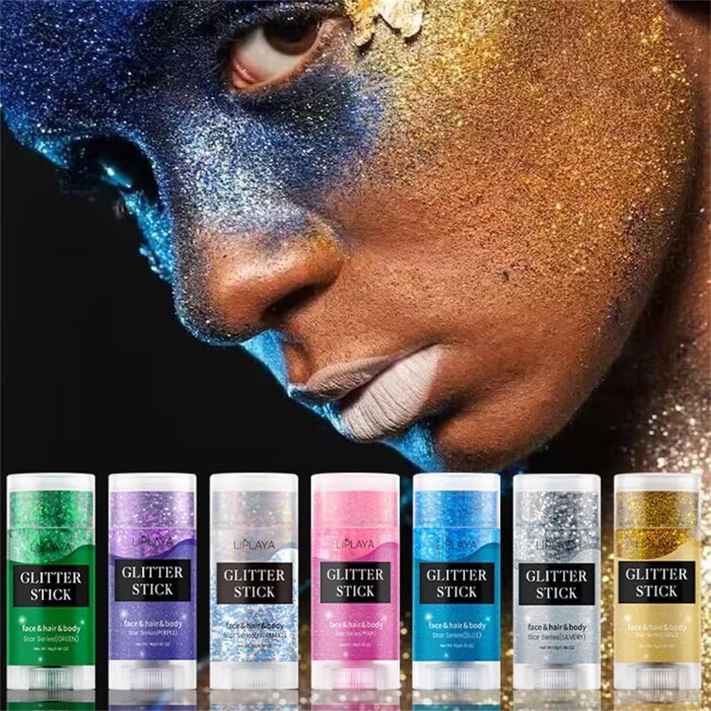 Liplaya Glitter Stick, Body Glitter Stick, Face Paint Glitters, for Concert Music Rave Festival, Long-Lasting Shine (Pink)