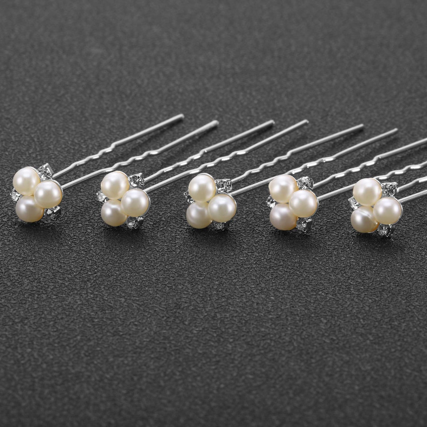 WILLBOND 18 Pcs Pearl Hair Pins Bridal Wedding Hair Accessories Crystal Bobby Pin for Brides Bridesmaids Flower Women Girls(Silver)