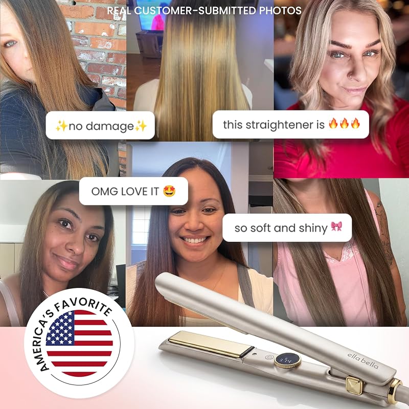 Champagne ELLA BELLA Slimline Infrared 2-in-1 Hair Straightener & Curling Iron - Titanium Plates