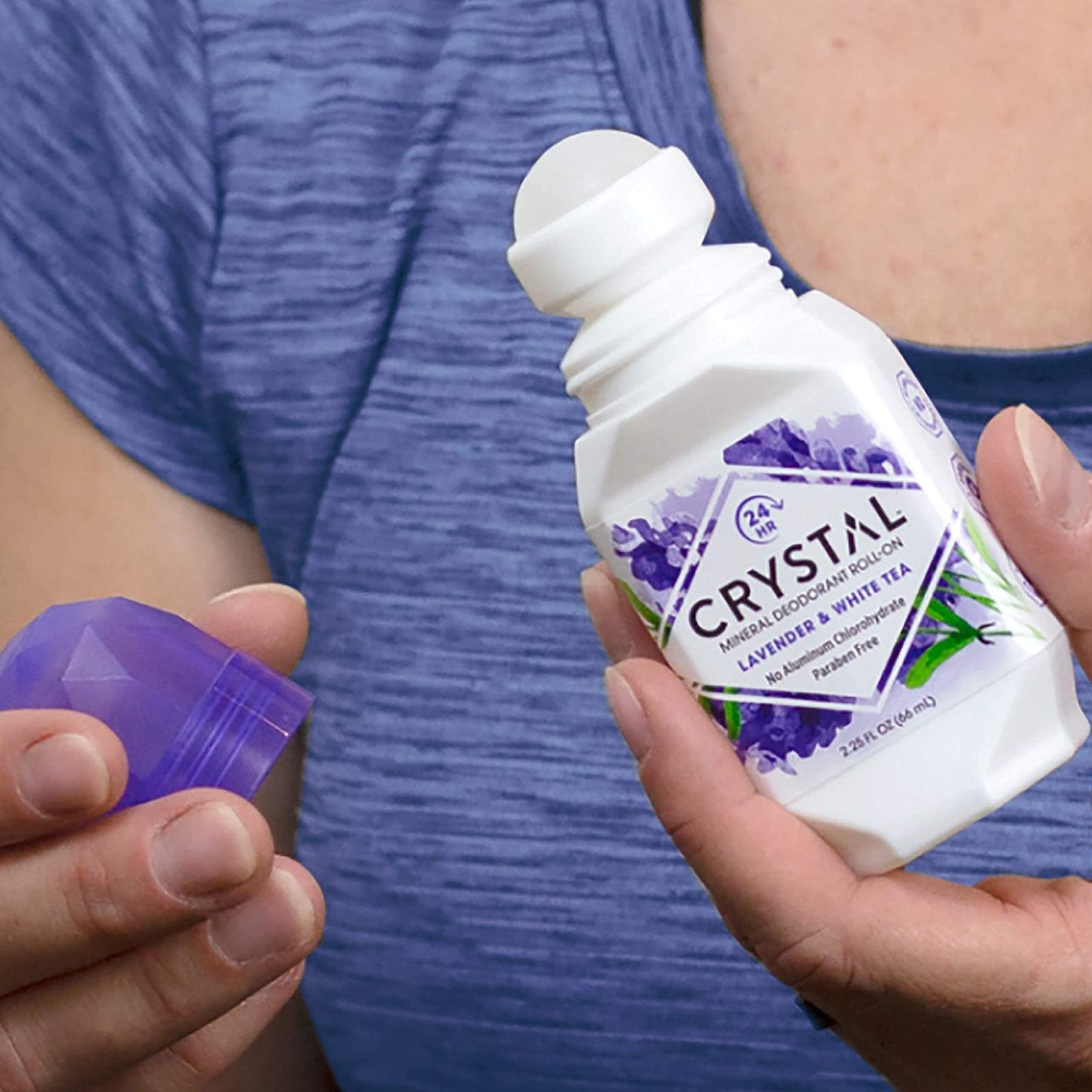 CRYSTAL Deodorant Aluminum Free Mineral Deodorant Roll-On for Women & Men, Lavender & White Tea - Paraben Free - Certified Cruelty Free & Vegan Deodorant - Prevents Odor Up to 24 Hours ,2.25 Fl Oz (Pack of 3),21661-3