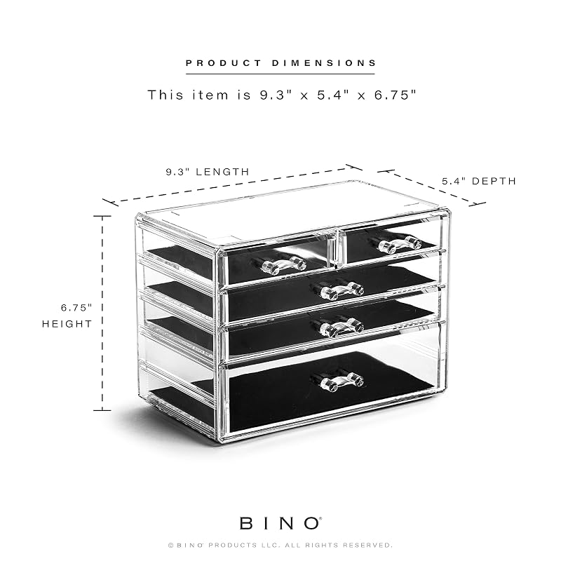 3 Large, 2 Small Drawer Acrylic Makeup Organizer - Clear Cosmetic & Vanity Storage (Variation: 3 Large, 2 Small Drawer)