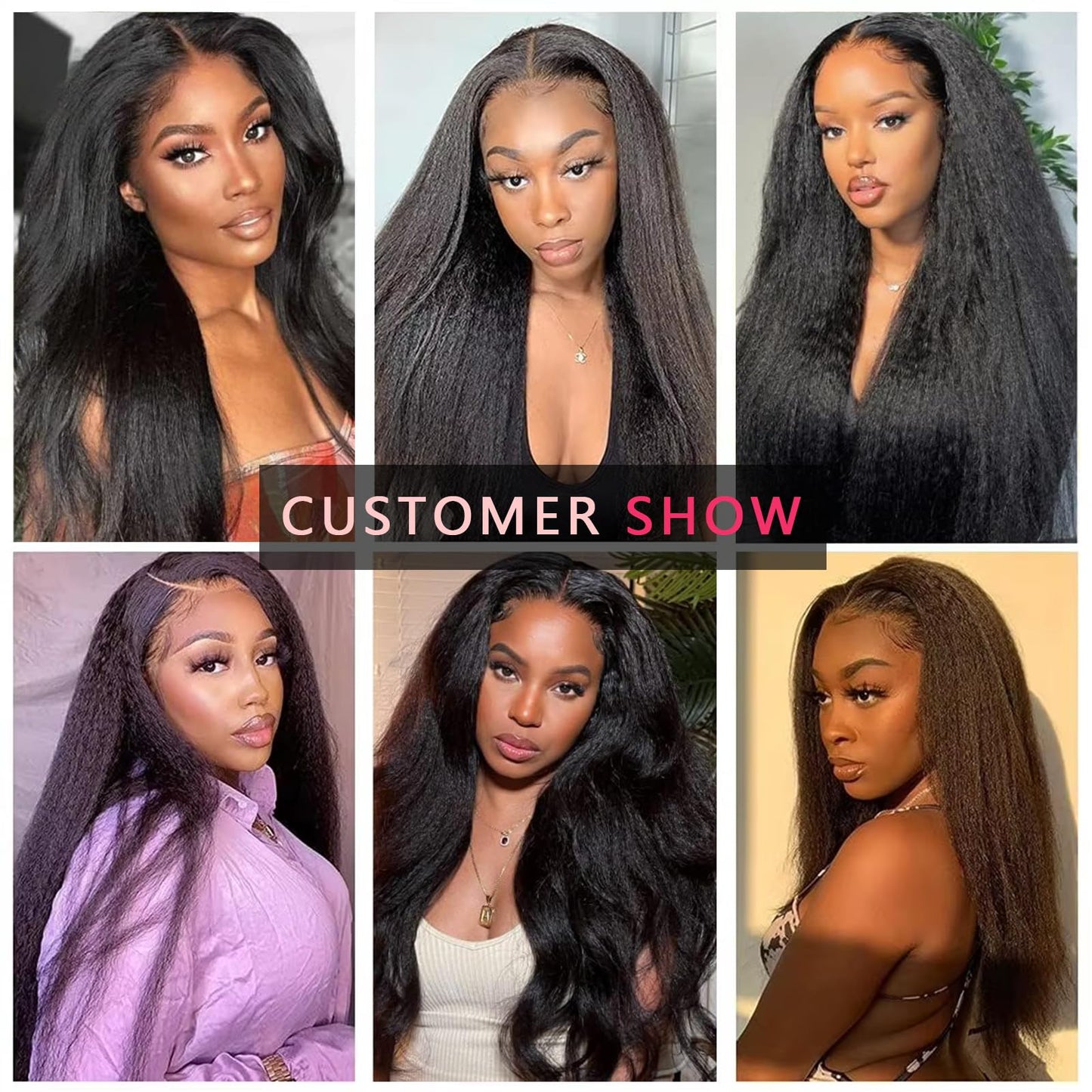V Part Wig Human Hair Kinky Straight Human Hair Wigs Upgrade U Part Human Hair Wig for Women No Leave Out No Sew In 200% Density Natural Color 28 Inch