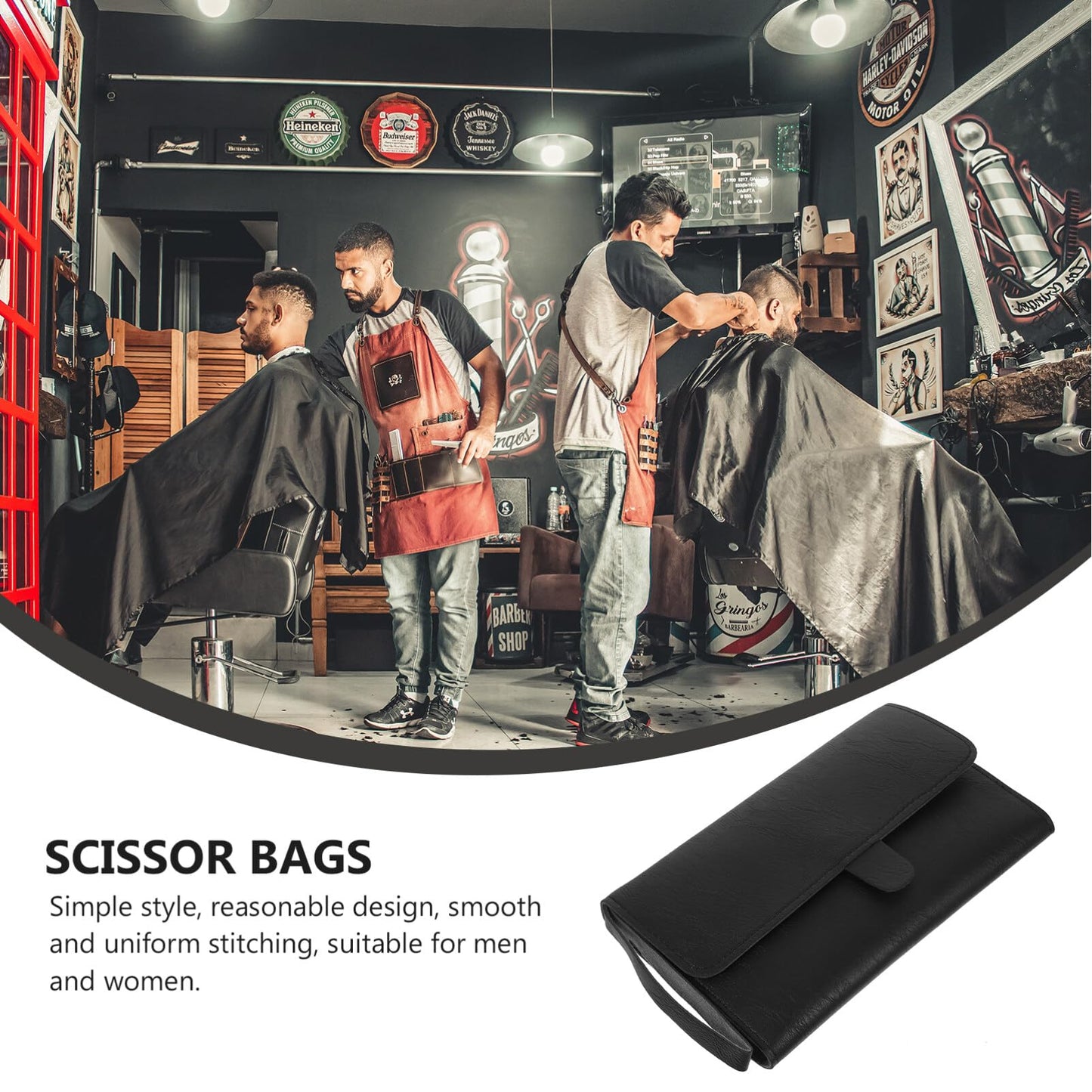 Hair scissor storage organizer Scissors Bag Barber Leather Pouch Case Foldable Hairdressing Tool Holder Bag for Scissors Shear Hair scissor container Comb leather barber scissors case