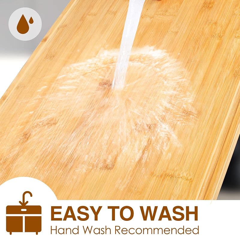 Empune 36" x 24" Bamboo Cutting Board with Juice Groove & Handles - Large Kitchen Serving/Prep Board