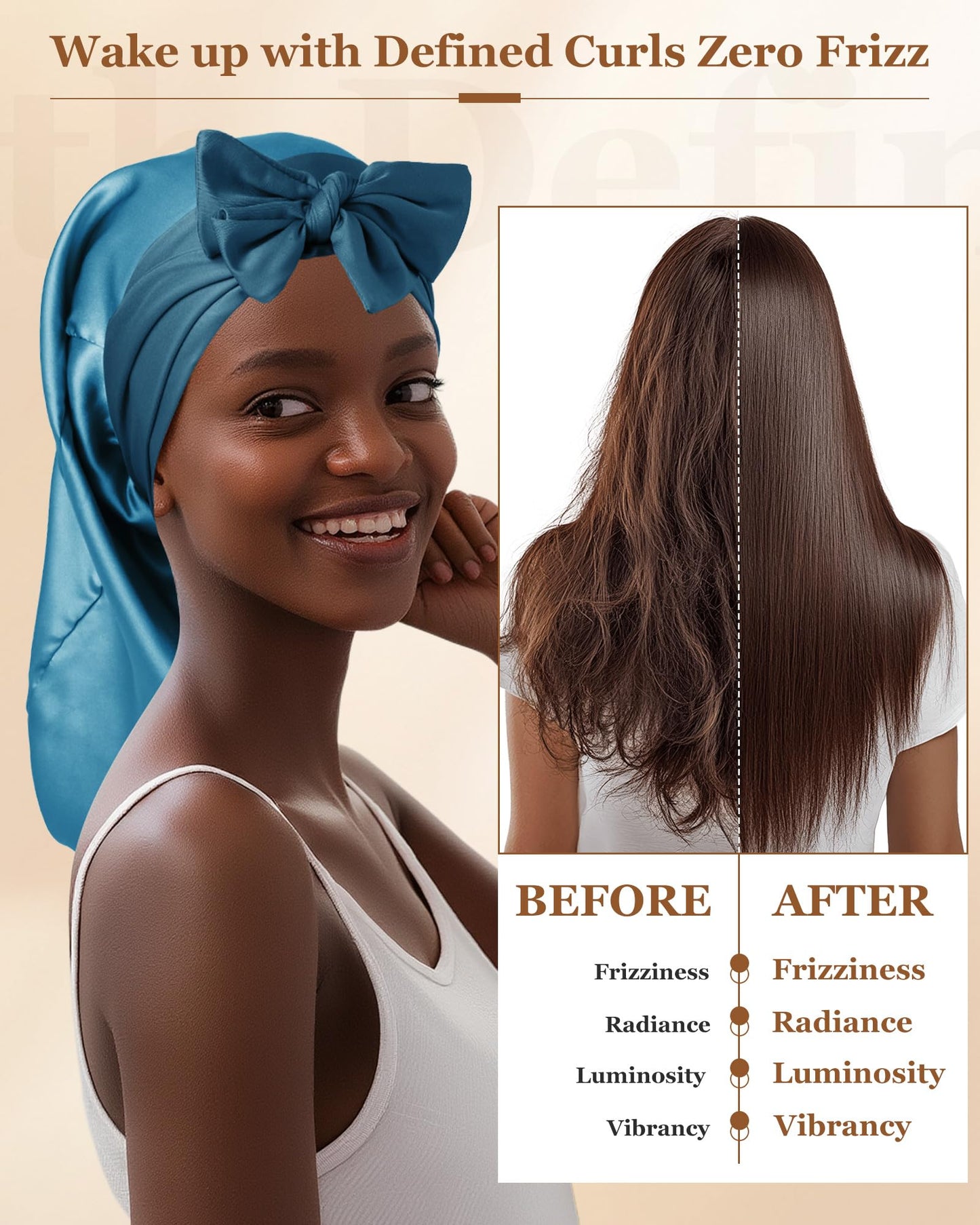 100% Mulberry Silk Bonnet for Sleeping Women Braid Bonnet for Long Hair with Elastic Tie Band Hair Wrap for Braids Curly Hair