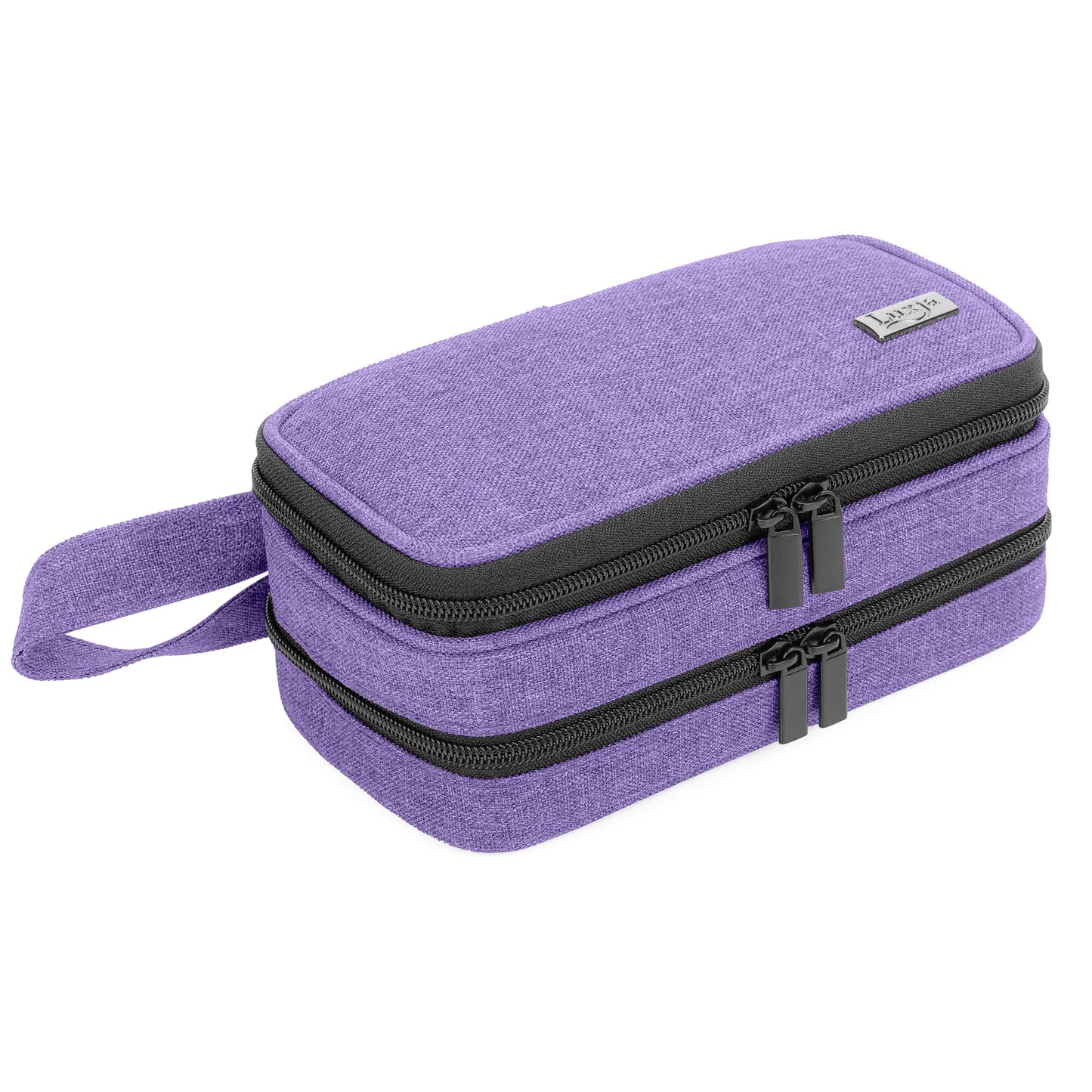 LUXJA Essential Oil Carrying Case - Holds 12 Bottles (5ml-15ml, Also Fits for Roller Bottles), Portable Double-Layer Organizer for Essential Oil and Accessories, Purple