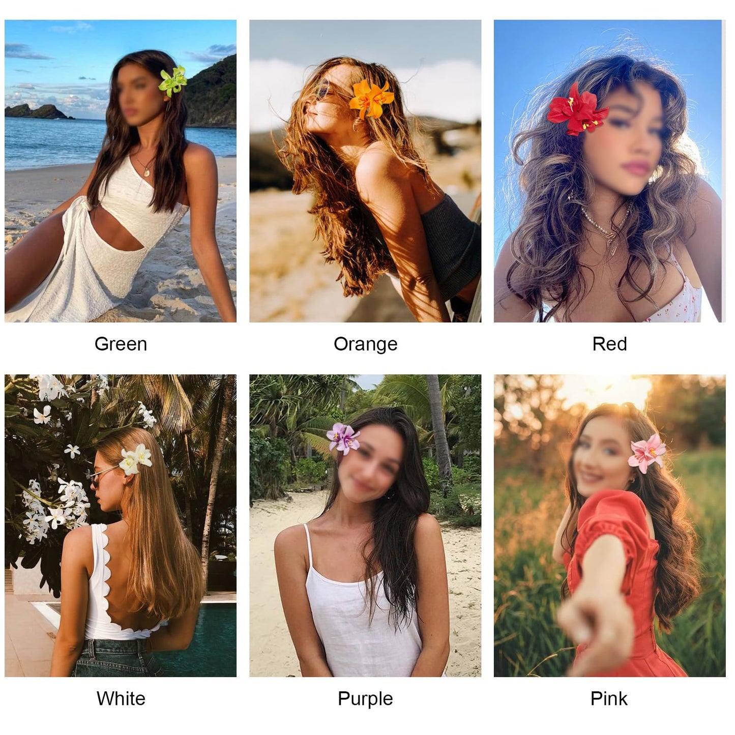 Generic 6 Colors Artificial Flower Hair Clips, Bohemian Flower Hairpin Hawaiian Hairpin for Seaside Holiday, 3.5 Inch Bridal Hair Bobby Pins Headwear for Women Girls(Twin Flowers)