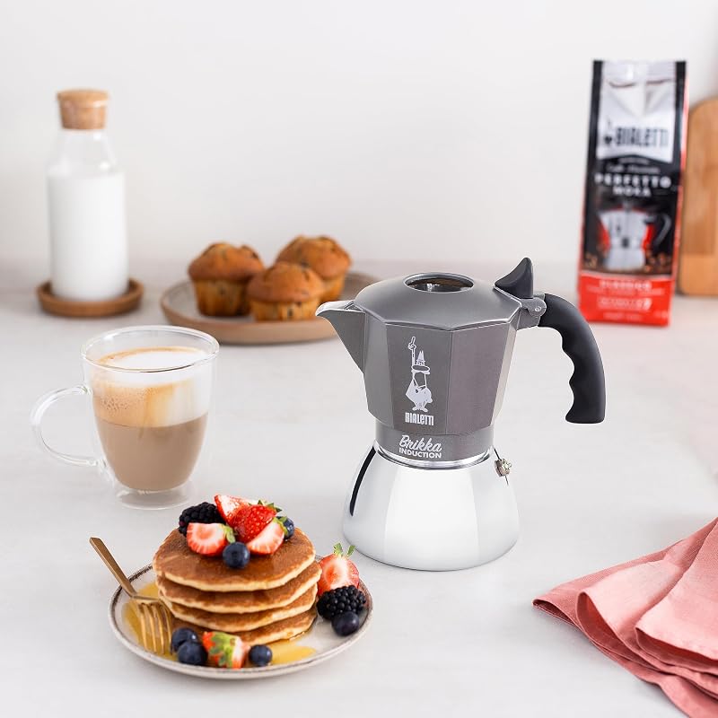 Brikka Induction 4-Cup Coffee Maker - Espresso Bar Style, 170ml, Silver (Variation: 4 tazze+BRIKKA INDUCTION)