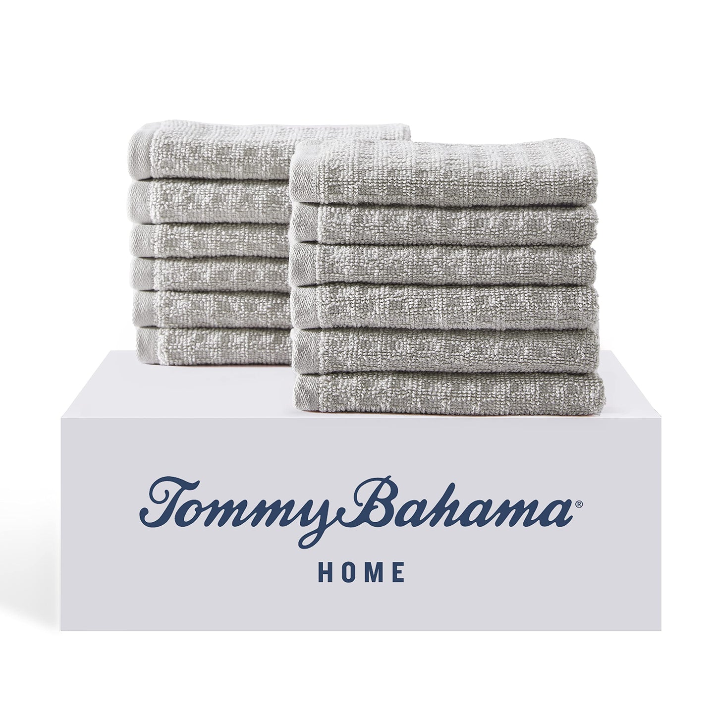 Tommy Bahama - Washcloths, Soft & Absorbent Cotton Towels, Low Linting & Fade Resistant, Oeko-Tex Certified (Northern Pacific Grey, 12 Piece)