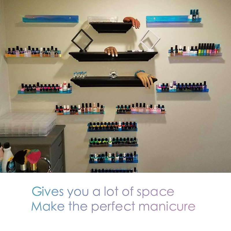 15" Iridescent Nail Polish Rack - Wall Mounted 6-Pack Acrylic Organizer (Variation: A- Iridescent)