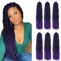 Passion Twist Crochet Hair 18in - 6 Pack Ombre Purple Water Wave for Butterfly Locs T1B/Purple