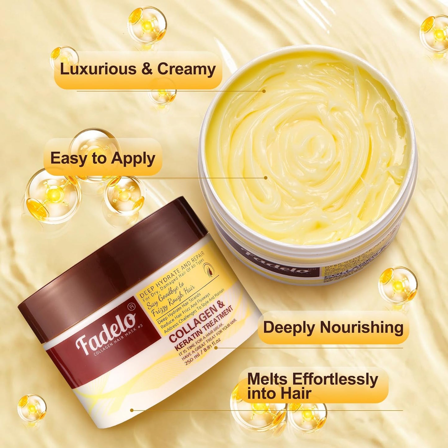 Collagen & Keratin Hair Mask - Deep Repair Treatment with Argan Oil & Vitamin E - 500ml Hydrating Formula for Damaged Hair