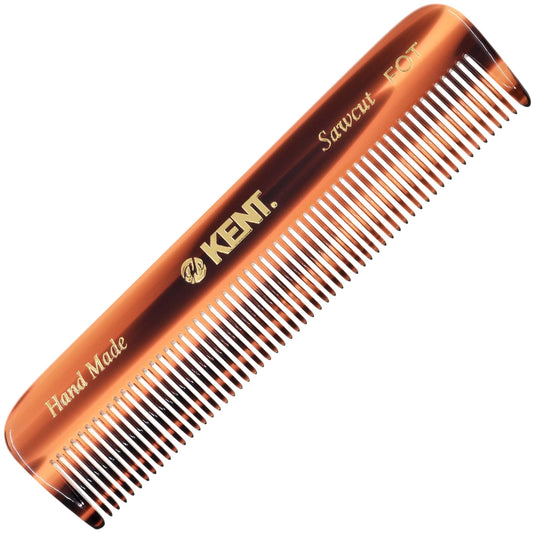 Kent FOT Tortoise Fine Tooth Comb for Men - Handmade Pocket Comb for Travel, Styling, Fine or Thinning Hair, Mustache and Beard Care Handpolished Saw-Cut Made in England