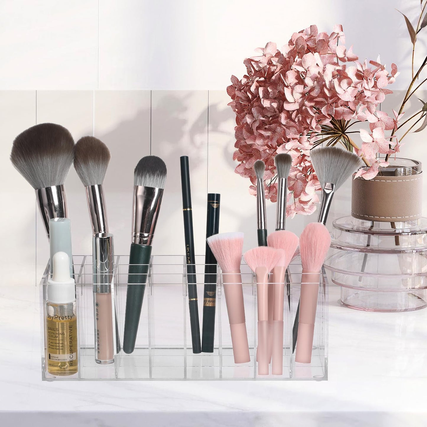 balacoo Lipstick Display Rack: 24 Compartment Acrylic Gloss Organizer Lipstick Organizer Holder Clear Makeup Organizer Case for Lip Gloss Brushes