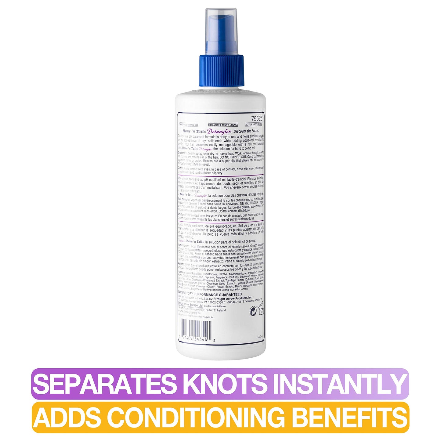 Mane 'n Tail Detangler 12 oz – pH Balanced Formula to Eliminate Tangles, Knots & Split Ends, Adds Shine and Improves Manageability