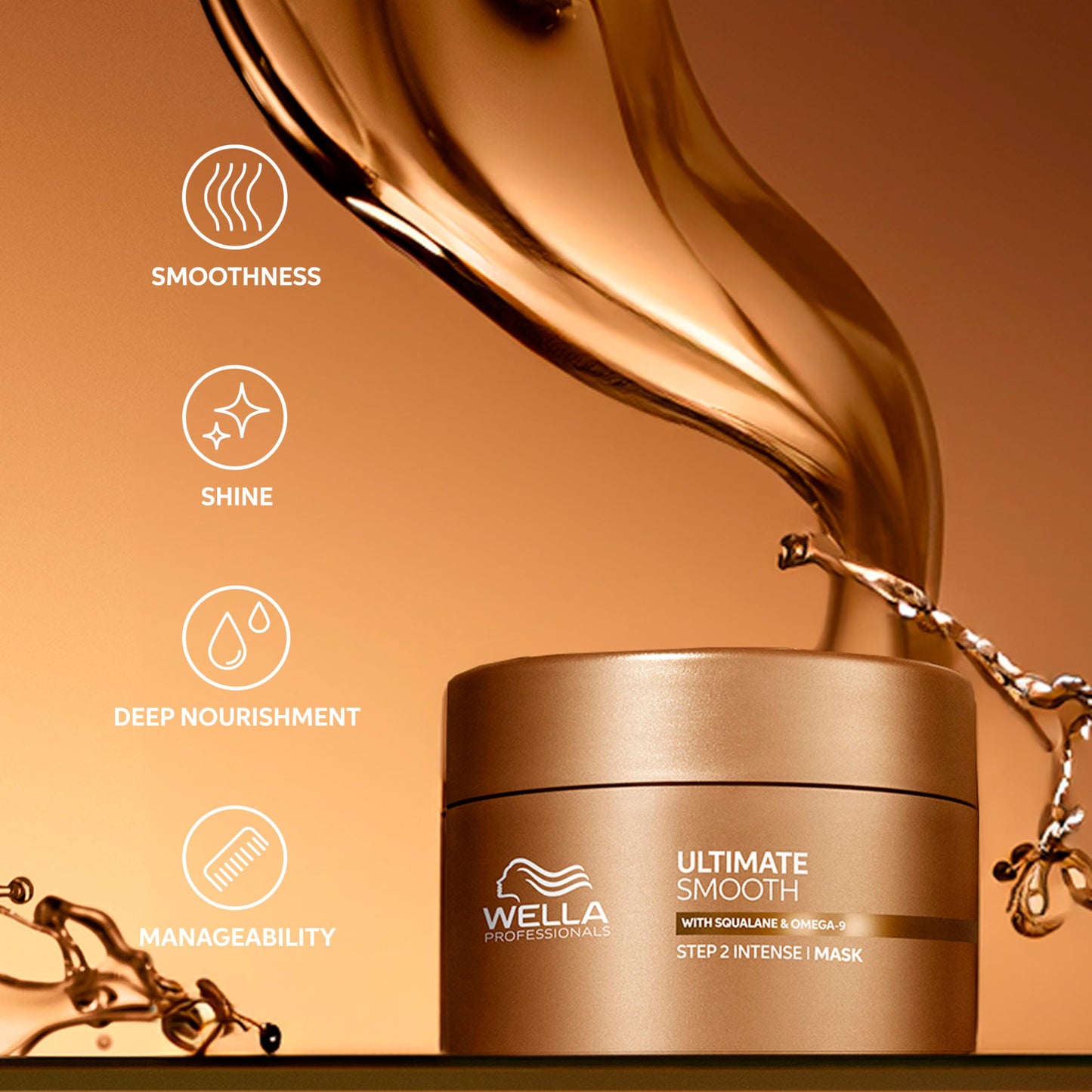 Wella Professionals ULTIMATE SMOOTH Intense Mask | Nourishing Treatment for Dry & Frizzy Hair | With Squalane & Omega 9 | 5 Fl Oz