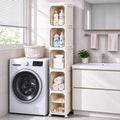 5-Tier Narrow Storage Cabinet Slim Bathroom Tall Skinny Organizer - Beige (Variation: Beige+5-tier)