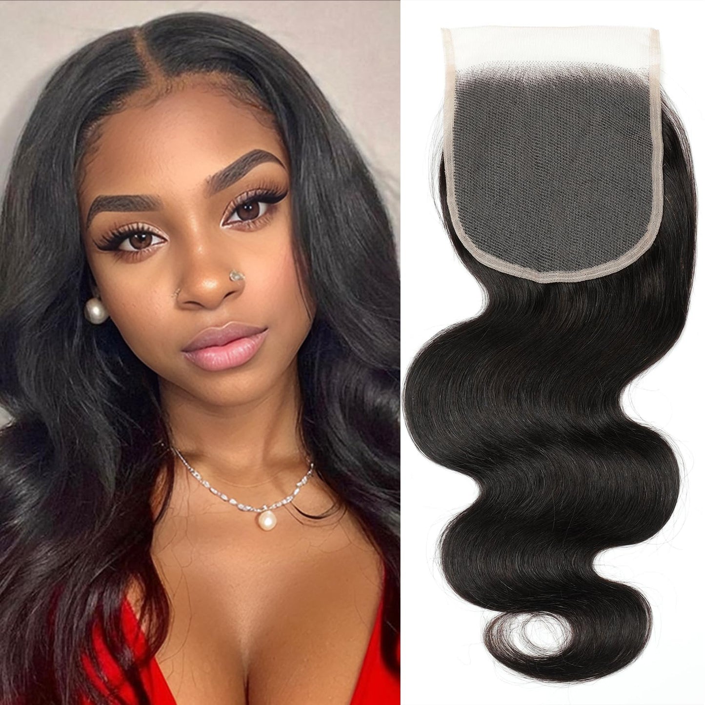 5x5 HD Lace Closure Body Wave Human Hair - Pre-Plucked Natural Hairline (10 Inch, Natural Color)