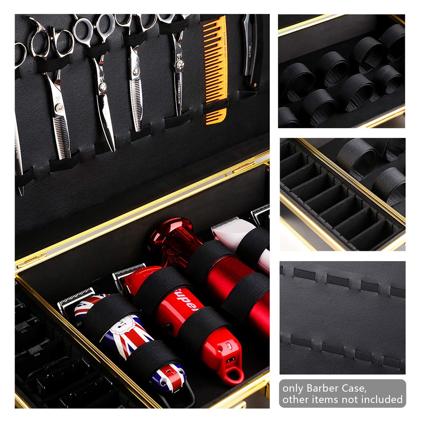 Goudergo Barber Travel Case,clipper Organizer Box,Safety Lock Box for Organize Clippers & Trimmers & Blades & Shears & Combs & Brushes& Other Styling Tools