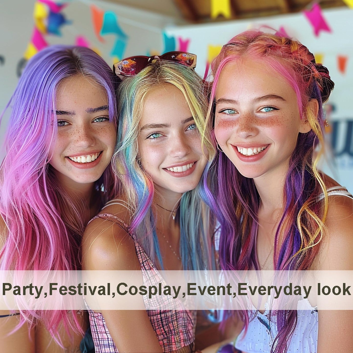 SPRINGSUGAR White Temporary Hair Chalk Comb, Washable Hair Color Dye for Girls Kids Adults Birthday Halloween Christmas Cosplay Festivals Hair DIY Party