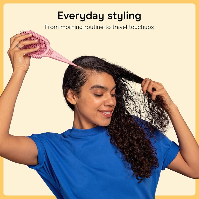 Conair Detangling Brush for Tight Curls & Long Hair - Mixed Bristles, Light Pink