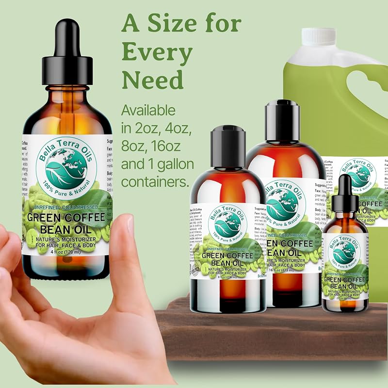 Green Coffee Bean Oil 16 oz Cold-Pressed Skin Oil for Face, Body & Hair - Pure Cosmetic Grade
