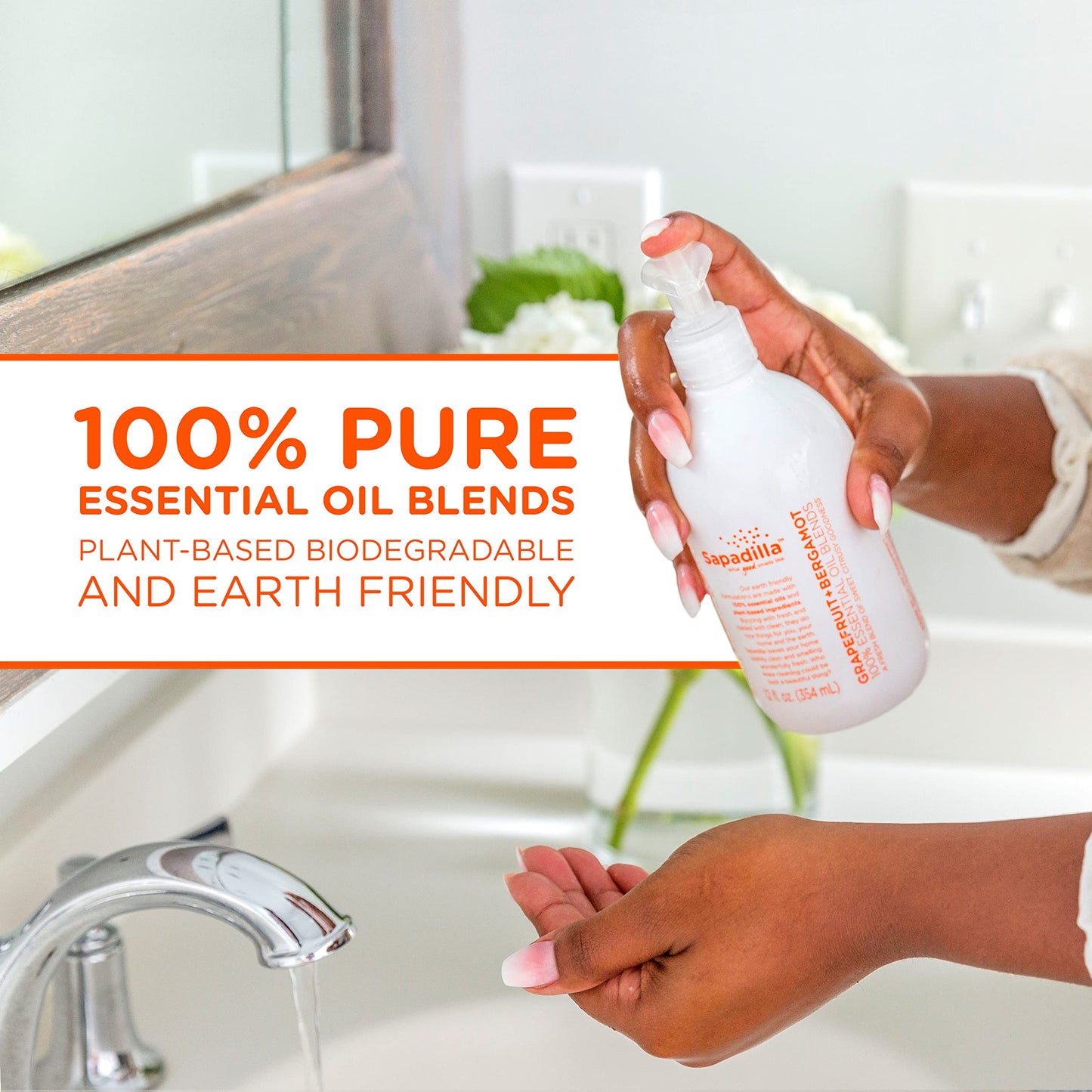 Sapadilla Liquid Hand Soap - Grapefruit + Bergamot - Made with 100% Pure Essential Oil Blends, Cleansing & Moisturizing, Aromatic & Fragrant Hand Soap, Plant Based, Biodegradable, 12 Ounce (Pack of 3)