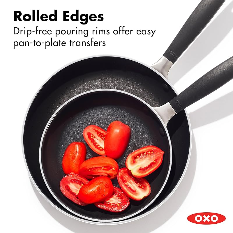OXO 8" & 10" Nonstick Frying Pan Set — PFAS-Free Diamond Ceramic Skillets, Oven & Dishwasher Safe, Stay-Cool Silicone Handles