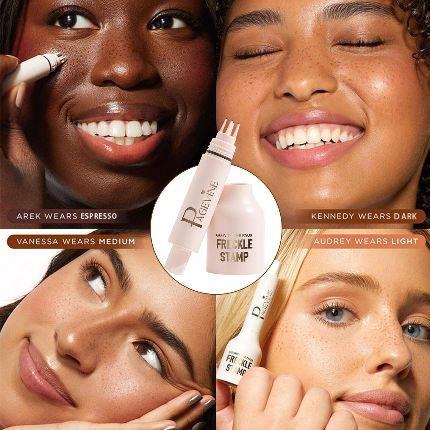 Faux Freckle Stamp Pen, Waterproof Fake Freckles Stain Pen, Quick-Dry Natural-Looking Freckle Stamp Marker Pencil Tool for Sunkissed Look, Upgrade Liquid Freckle Stain Stamp, Long-Lasting (Espresso)