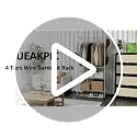 Black Rolling Clothes Rack with 4 Adjustable Shelves - Heavy Duty Portable Closet Organizer