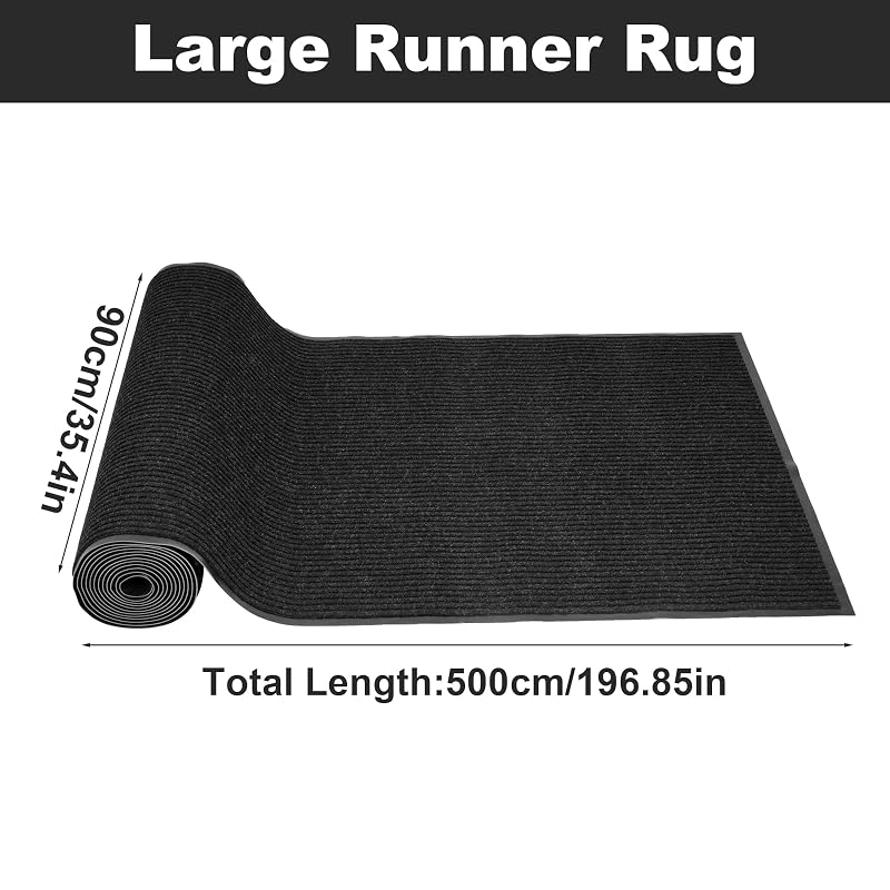 Commercial Floor Mat 3' x 16'5" Indoor/Outdoor - Black with Variation: Black+2'11" x 16'5"