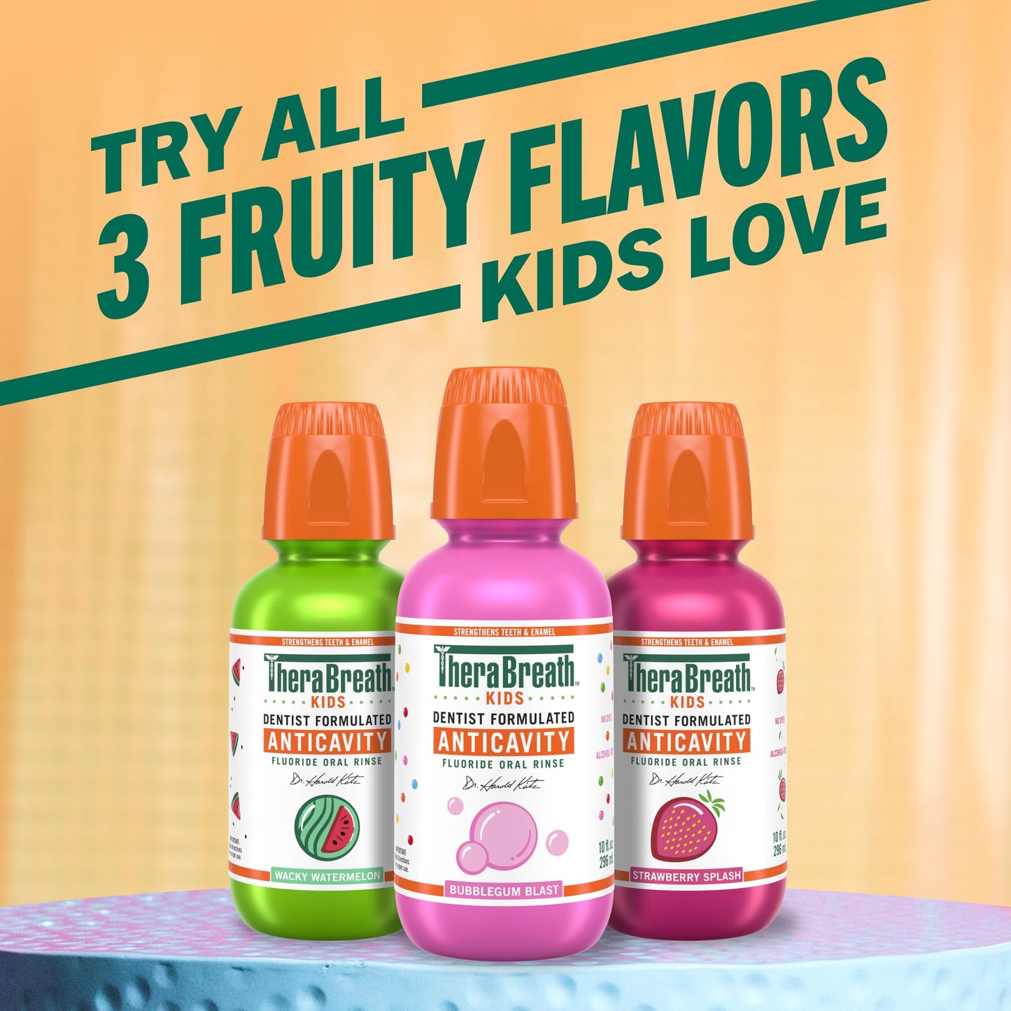 TheraBreath Kids Anticavity Fluoride Oral Rinse, Strengthens Teeth & Enamel, Alcohol Free & Dye Free, Certified Organic Bubblegum Blast Flavor, 16 Fl oz