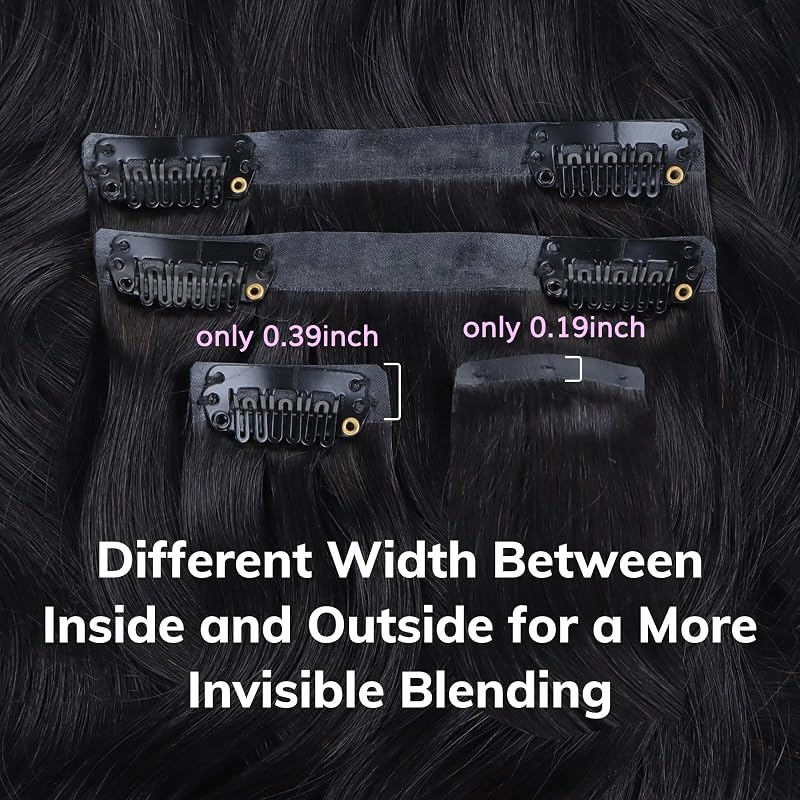 IDN Beauty 14 Inch 100g Natural Black Seamless Clip-In Hair Extensions - 7pcs Ultra-Thin PU Weft