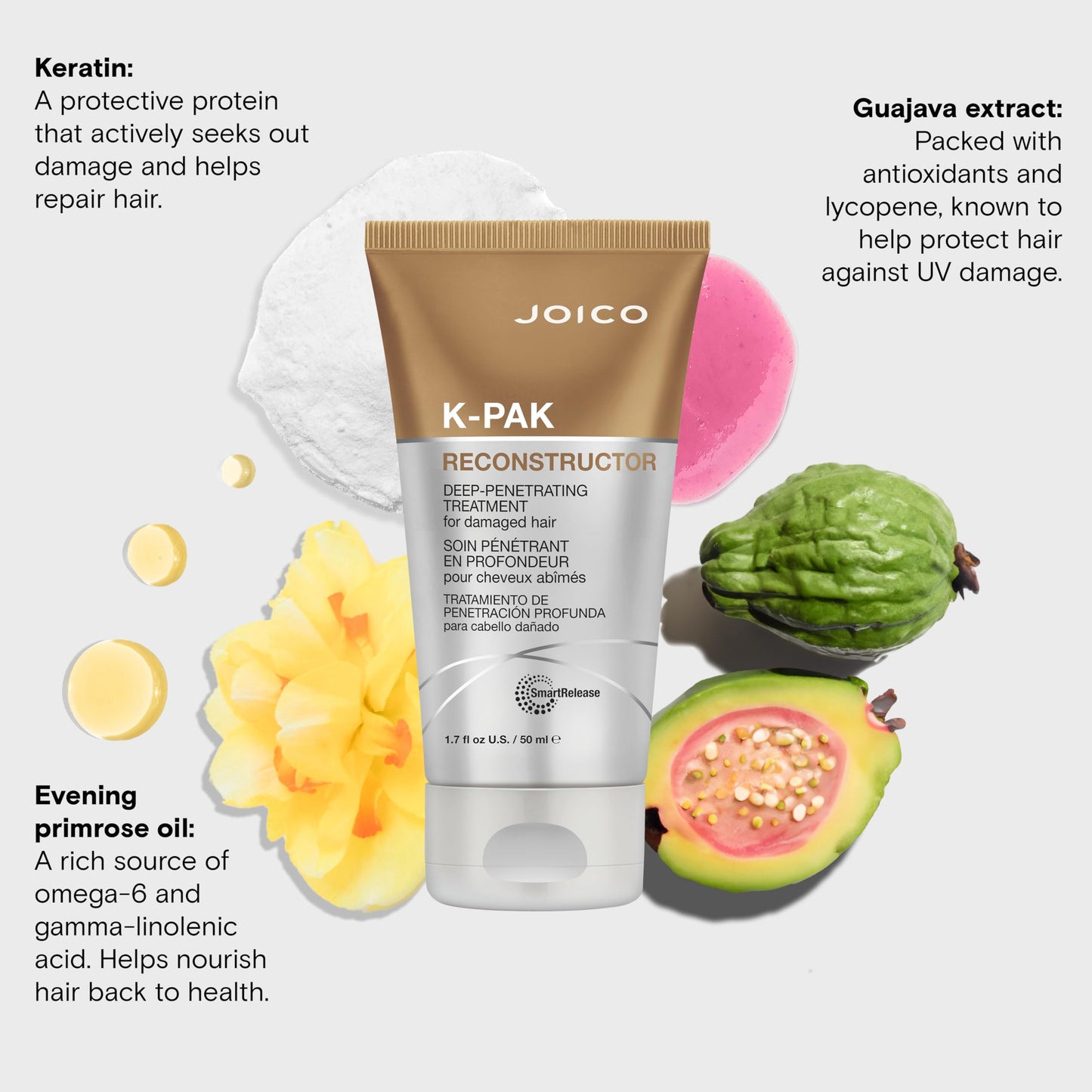 Joico K-PAK Reconstructor Deep-Penetrating Treatment | For Damaged Hair | Repair & Strengthen Strands | Rebuild & Fortify Damaged Hair | Improve Elasticity | With Keratin & Arginine | 1.7 Fl Oz