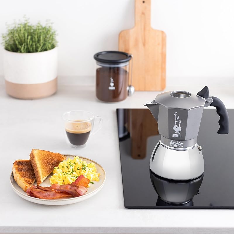 Brikka Induction 4-Cup Coffee Maker - Espresso Bar Style, 170ml, Silver (Variation: 4 tazze+BRIKKA INDUCTION)