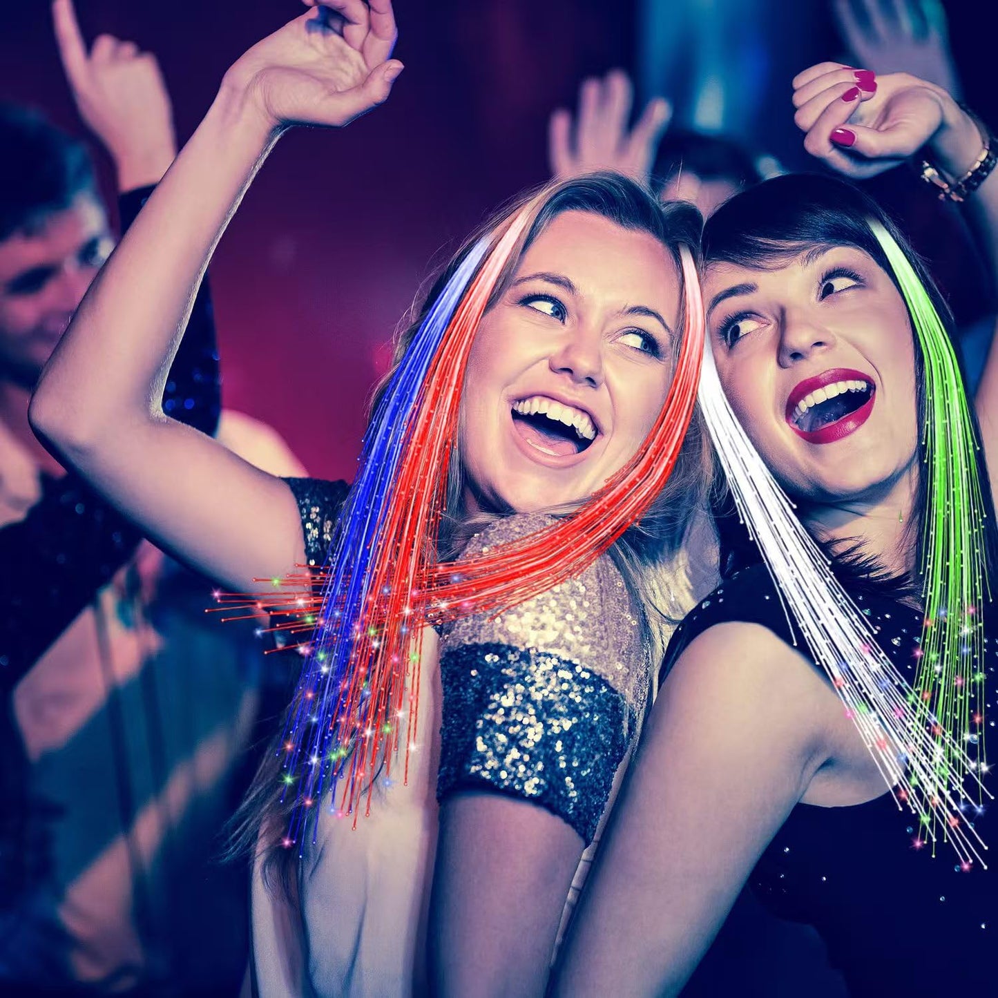 30 Pack LED Lights Hair Light-Up Fiber Optic LED Hair Barrettes Extensions Light Flashing Fiber Optic Hair Braid Barrettes Hair Clips for Party Favors Festival Party Bar Concert