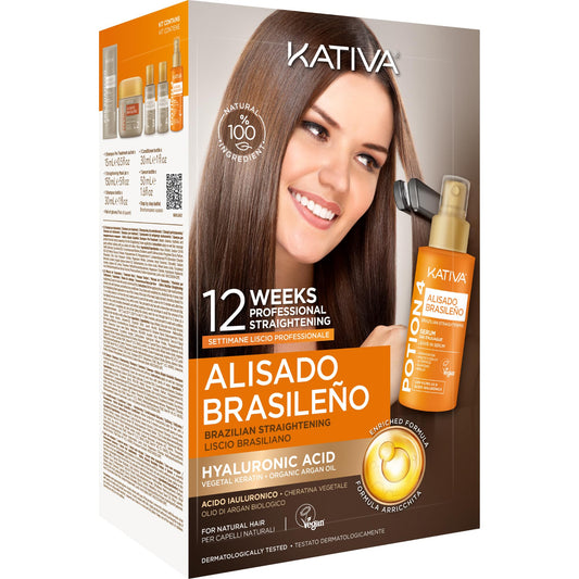 Kativa Brazilian Keratin Straightening Treatment at Home with Hyaluronic Acid and Premium Serum | Keratin