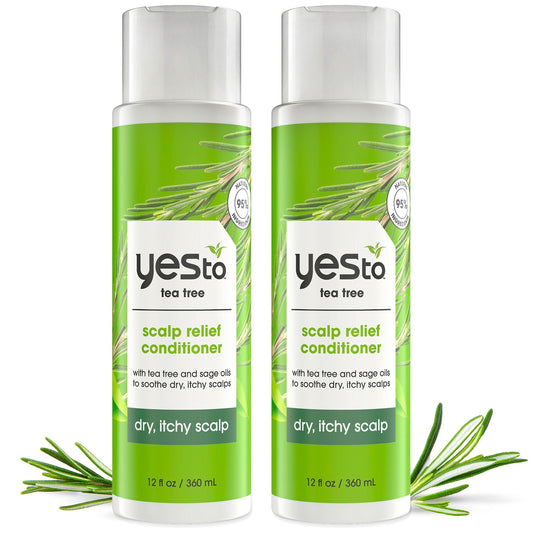 Yes To Tea Tree Scalp Relief Conditioner, Finishing Step To Calm Dry Itchy Scalp, Hydrates & Softens Hair With Long Lasting Moisture, With Tea Tree & Sage Oil, Natural, Cruelty Free, 12 Fl Oz 2PK