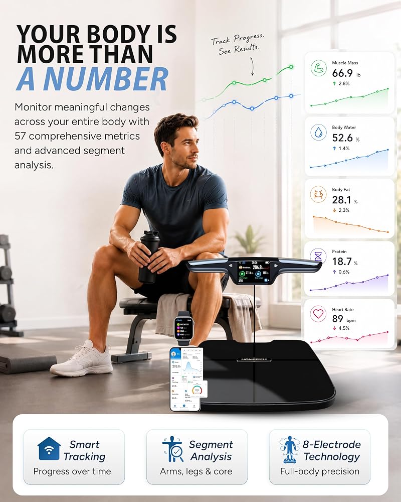 Homerz Smart Scale with BMI, Body Fat & Muscle Mass — Black+Pro Variation