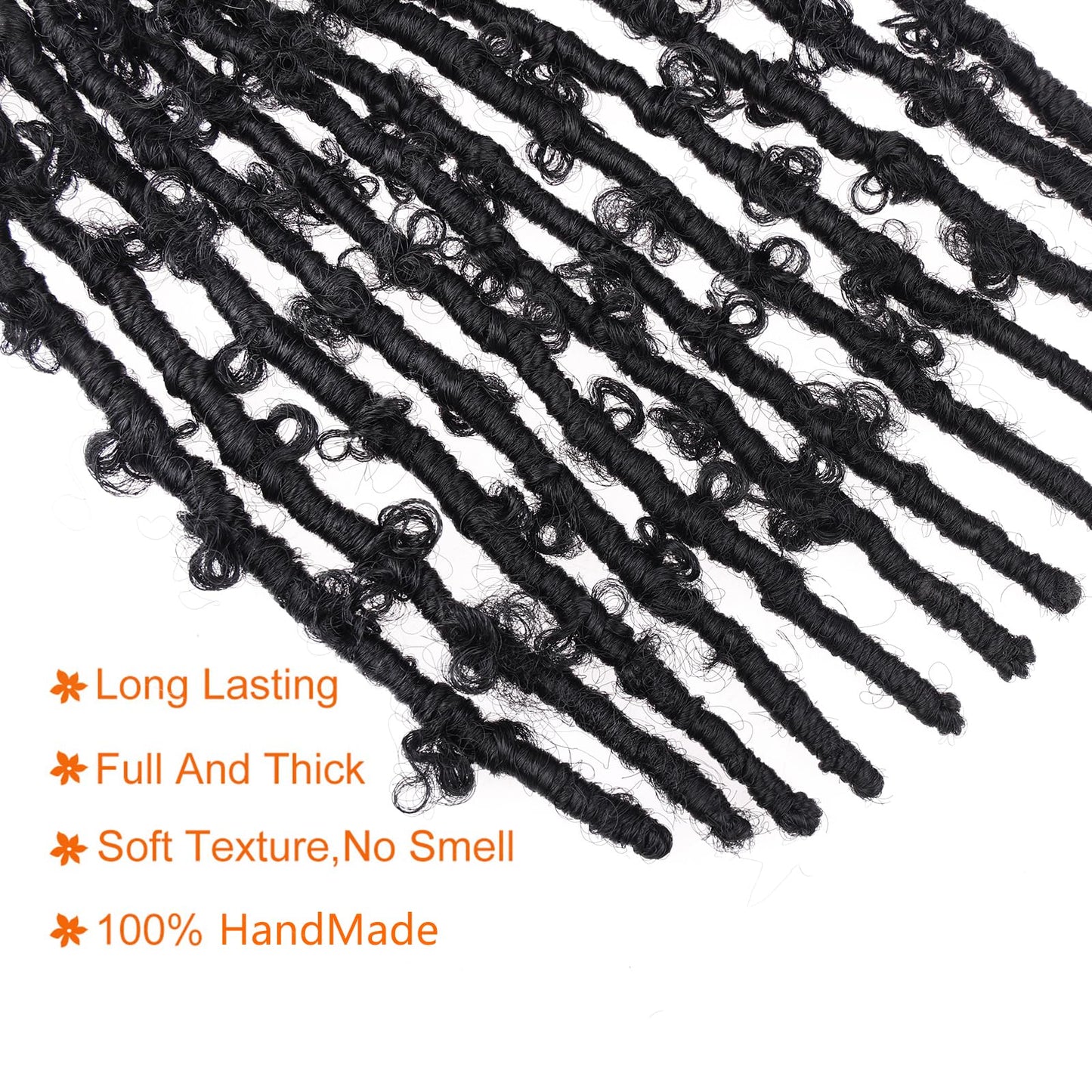 ZRQ Butterfly Locs Crochet Hair Short 6 Packs Black Crochet Bob Hair 8 Inch Messy Distressed Faux Locs Crochet Braids Pre-twisted Soft Locs Hair for Women #1B