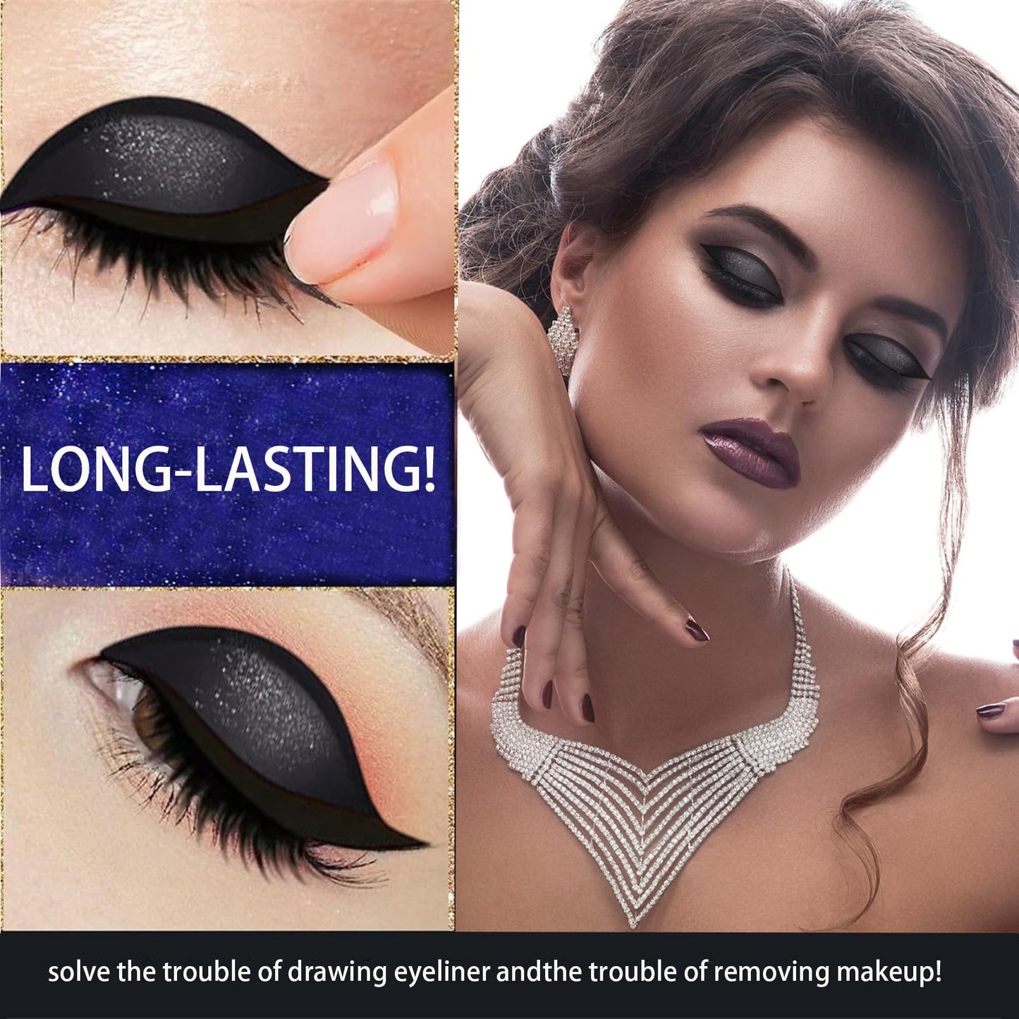 Lazy Eye Shadow Eyelash Patch,2-In-1 Reusable Eye Makeup Stickers With False Lashes & Eyeshadow - Easy Lazy Eye Shadow Eyelash Patch For All Eye Shapes (Gold)