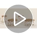 Farmhouse End Table with Tray - French Country Round Side Table Beige 18.5 In - Karlott